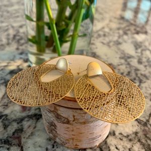 Beautiful brushed gold post earrings